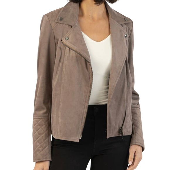 KUT from the Kloth Marlowe Faux Suede Womens Moto Jacket - Size XL - Picture 1 of 8